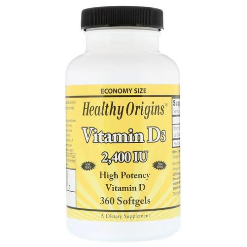 Вітамін D3, Vitamin D3, Healthy Origins, 2400 МО, 360 капсул фото №1