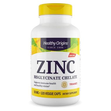 Добавка Healthy Origins Zinc Bisglycinate Chelate 50 mg 120 вегакапсул  фото №1