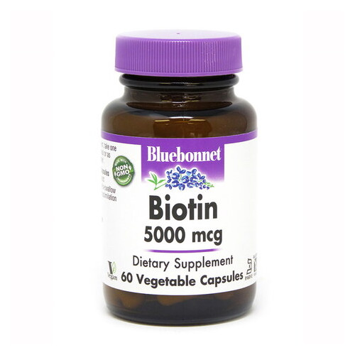 Вітаміни та мінерали Bluebonnet Nutrition Biotin 5000 mg 60 вегакапсул фото №1