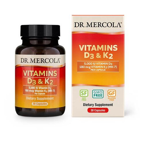 Вітаміни та мінерали Dr. Mercola Vitamins D3 K2 5000 IU 30 капсул фото №1