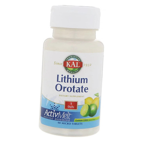 Оротат Літію KAL Lithium Orotate 5 Tabs 90таб Лимон-лайм (36424027) фото №1