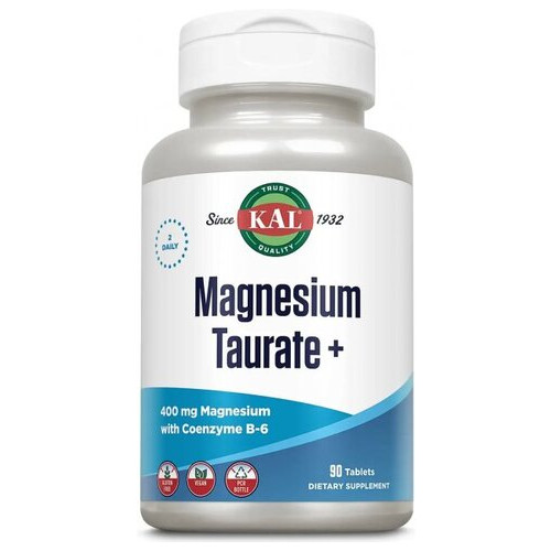 Вітамін KAL Magnesium Taurate+ 90 таблеток (4384304663) Без вкуса фото №1