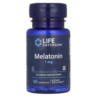 Витаминно-минеральный комплекс Life Extension Мелатонин, 1 мг, Melatonin, 60 капсул (LEX-32906) фото №1