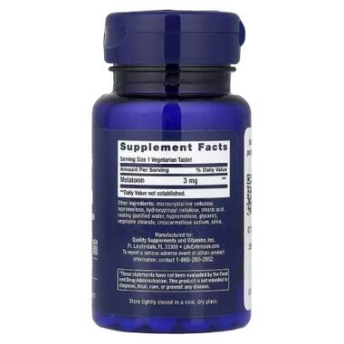 Витаминно-минеральный комплекс Life Extension Мелатонин, 3 мг, Melatonin, 6 Hour Timed Release, 60 вегетарианских таб (LEX-17866) фото №2