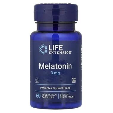 Витаминно-минеральный комплекс Life Extension Мелатонин, 3 мг, Melatonin, 60 вегетарианских капсул (LEX-33006) фото №1