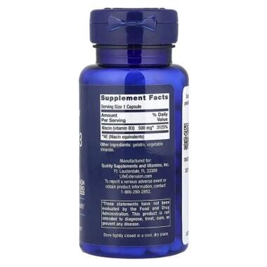Витаминно-минеральный комплекс Life Extension Ниацин, Витамин B3, 500 мг, Vitamin B3 Niacin, 100 капсул (LEX-37210) фото №2