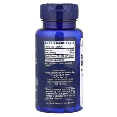 Витаминно-минеральный комплекс Life Extension Ниацин, Витамин B3, 500 мг, Vitamin B3 Niacin, 100 капсул (LEX-37210) фото №3