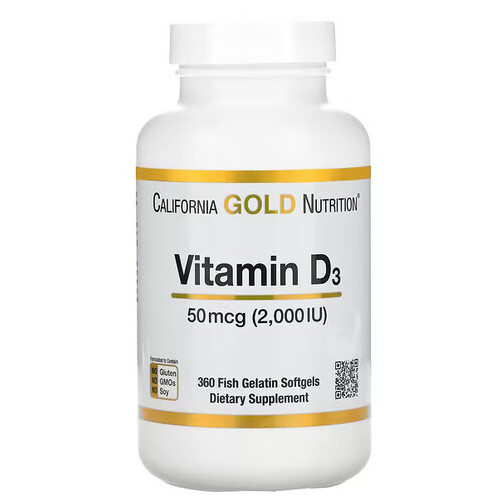 Вітамін Каліфорнія Gold Nutrition Vitamin D3 50 mcg 360 рибних капсул фото №1