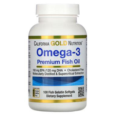 Добавка California Gold Nutrition Omega-3 Premium Fish Oil 100 fish softgels фото №1