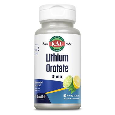 Добавка KAL Lithium Orotate 5 mg 90 мкро таблеток лимон-лайм фото №1