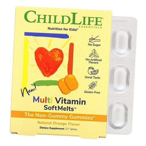 Мультивітаміни для дітей Multi Vitamin SoftMelt ChildLife 27таб Апельсин (36514002) фото №1