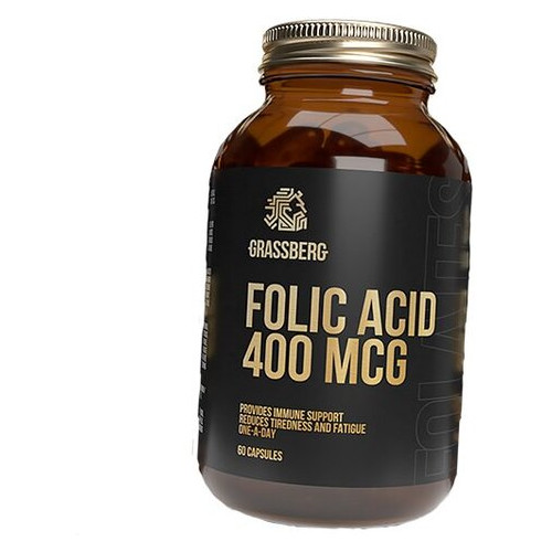 Фолієва кислота Folic Acid 400 Grassberg 60капс (36515001) фото №1