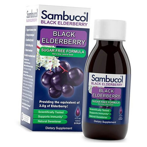 Сироп із Чорної Бузини Sambucol Без цукру Black Elderberry Sugar Free Syrup 120мл (71513002) фото №1