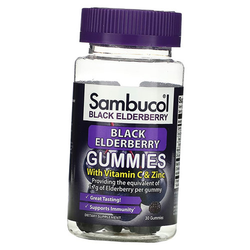 Чорна бузина вітамін C та Цинк Sambucol Black Elderberry Gummies 30таб (71513007) фото №1