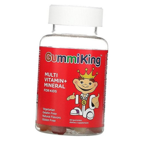 Мультивітаміни та Мінерали для дітей, Multi Vitamin Mineral For Kids, GummiKing 60таб Фруктовий (36536001) фото №1