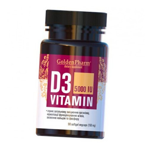 Вітамін Д3 Golden Pharm Vitamin D3 5000 90 гелкапс (36519001) фото №1