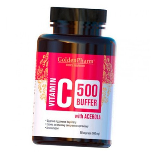 Вітамін C Golden Pharm Vitamin C Buffer 500 90 гелкапс (36519005) фото №1
