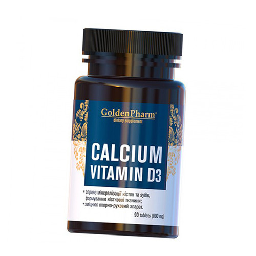 Карбонат Кальція з Вітаміном Д3, Calcium Vitamin D3, Golden Pharm 90таб (36519019) фото №1