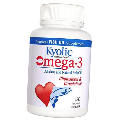 Натуральний риб'ячий жир без запаху Kyolic Omega-3 Cholesterol & Circulation 180 гелкапс (67539001) фото №1