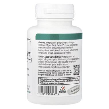 Витаминно-минеральный комплекс Kyolic Экстракт чеснока, 1000 мг, Aged Garlic Extract, Cardiovascular, 60 веганск (WAK-25066) фото №3
