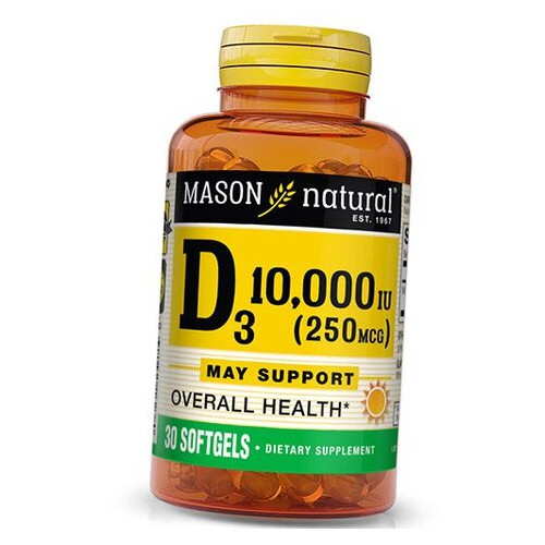 Вітамін Д3 Mason Natural Холекальциферол Vitamin D3 10000 30 гелкапс (36529010) фото №1