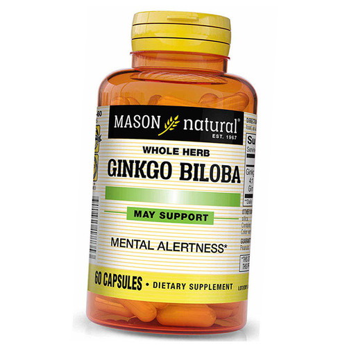 Екстракт гінкго білоба з незбираної рослини Mason Natural Whole Herb Ginkgo Biloba 60капс (71529021) фото №1