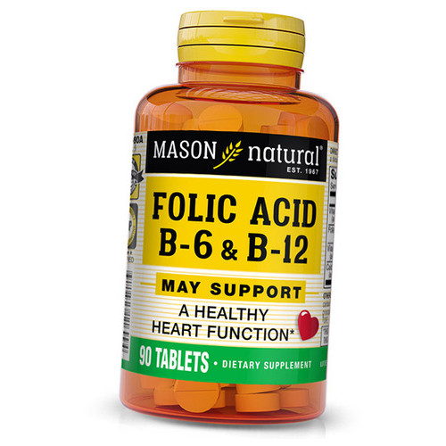 Фолієва кислота вітаміни В6 та В12 Mason Natural Folic Acid B6 & B12 90таб (36529045) фото №1