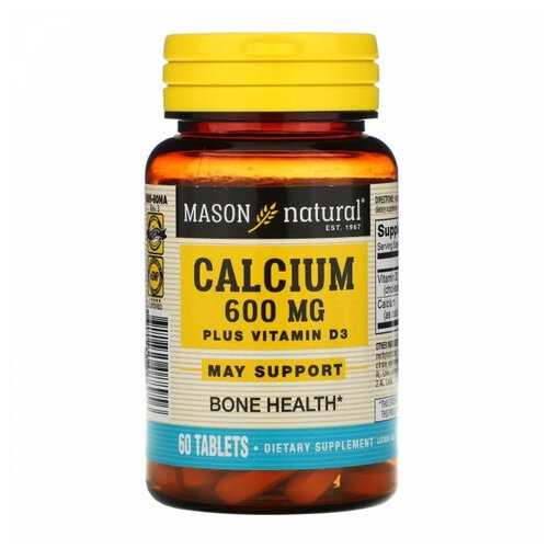 Кальцій вітамін D3 Mason Natural (Calcium with vitamin D3) 600 мг 60 таблеток фото №1
