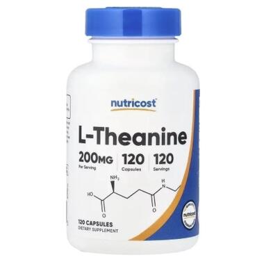 Витаминно-минеральный комплекс Nutricost L-теанин, 200 мг, L-Theanine, 120 капсул (NCS67937) фото №1