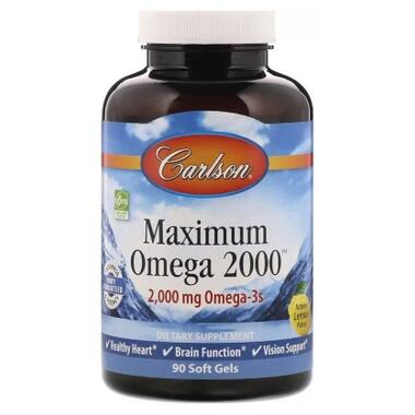 Витаминно-минеральный комплекс Carlson Омега-3, 2000 мг, лимонный вкус, Maximum Omega 2000, Natural Lemon Flavor, 90 (CAR-17210) фото №1