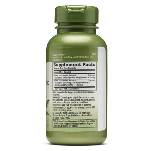 Вітаміни та мінерали GNC Herbal Plus Green Tea Complex 500 mg 100 капсул фото №2