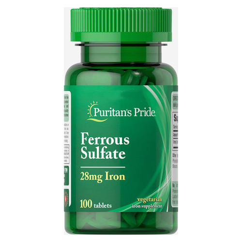 Вітаміни Puritan's Pride Iron Ferrous Sulfate 28 mg 100 таблеток (4384301585) фото №1