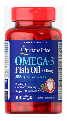 Вітаміни Puritan's Pride Omega-3 Fish Oil 1000 mg 100 капс Без смаку фото №1