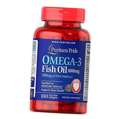 Вітаміни Puritan's Pride Omega-3 Fish Oil 1000 mg 100 капс Без смаку фото №3