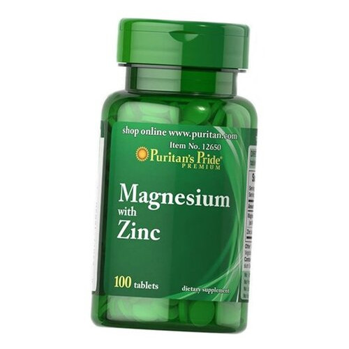 Магній і цинк Puritans Pride Magnesium with Zinc 100 таб (36367227) фото №1