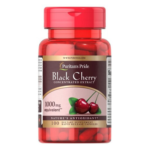 Вітаміни та мінерали Puritan's Pride Black Cherry 1000 mg 100 капсул фото №1