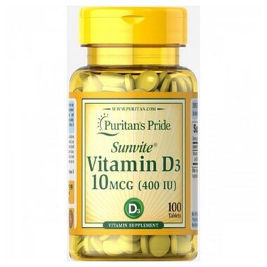 Вітамін Д3 Puritans Pride Vitamin D3 400 МЕ 100 таблеток фото №1