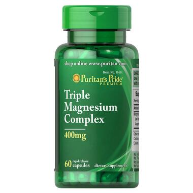 Вітаміни та мінерали Puritans Pride Triple Magnesium Complex 400 mg (60 caps) фото №1