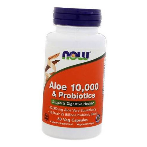 Вітаміни Now Foods Aloe 10000 & Probiotics 60 вегкапсул (71128002) фото №2