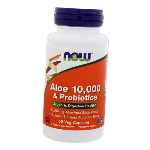 Вітаміни Now Foods Aloe 10000 & Probiotics 60 вегкапсул (71128002) фото №1