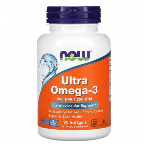 Ultra Omega-3 500 EPA / 250 DHA Now Foods (Ultra Omega-3 500 EPA / 250 DHA) 180 капсул з рибним гелем фото №1