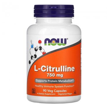 Цитрулін Now Foods (L-Citrulline) 750 мг 90 веганських капсул (NOW-00083) фото №1