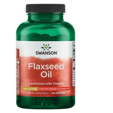 Жирні кислоти Swanson Flaxseed Oil 1gram - 100soft фото №1