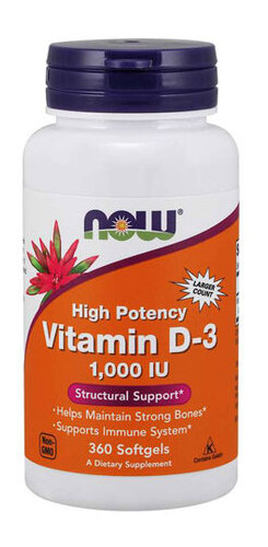 Вітаміни NOW Vitamin D-3 1000 IU 360 капсул Без смаку фото №1