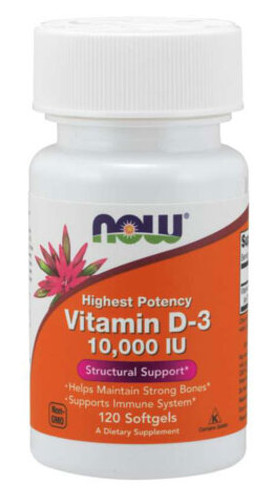 Вітаміни NOW Vitamin D-3 10000 IU 120 капсул Без смаку фото №1