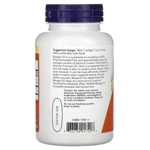 Вітамін NOW Borage Oil 1000 mg 60 капсул фото №3