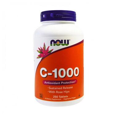 Вітамін Now Foods C-1000 з плодами шипшини 250 табл фото №1