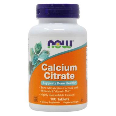 Витамины и минералы NOW Calcium Citrate Tablets 100 таблеток - Срок 08.26 (CN8354-1) фото №1