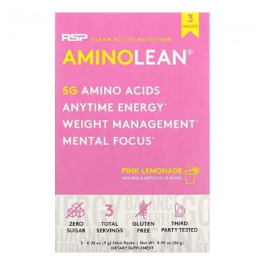 Амінокислоти рожевий лимонад RSP Nutrition (AminoLean Pink Lemonade) 3 пакетики по 9 г (RSP-46938) фото №1