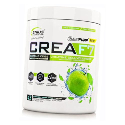 Креатин для максимального зростання м'язів, Crea F7, Genius Nutrition 405г Зелене яблуко (31562001) фото №1